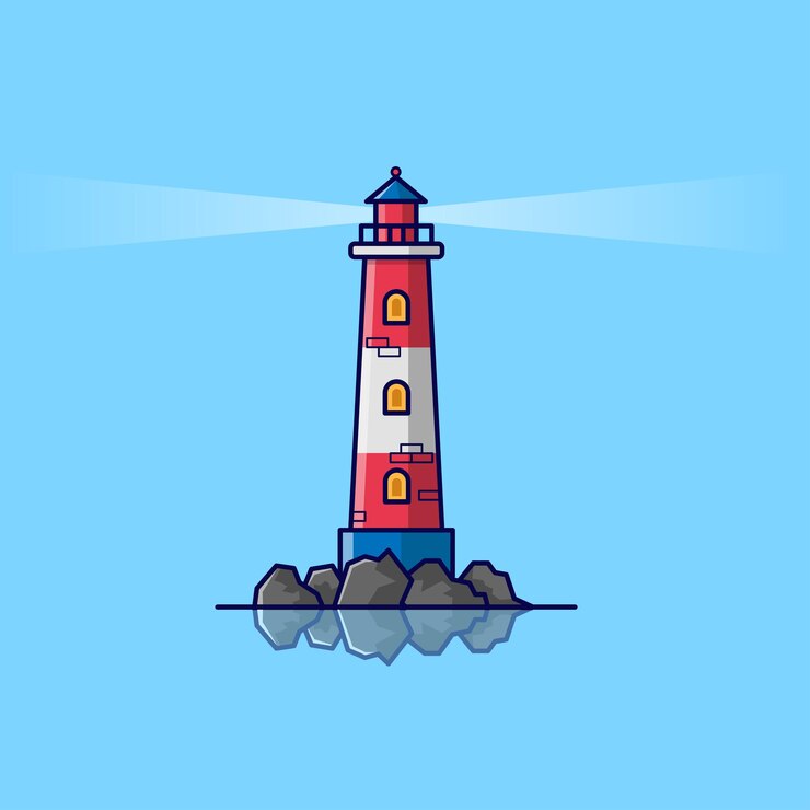Ilustración de vector de icono de faro. Logotipo de la casa ligera.
