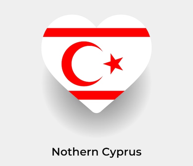 Ilustración de vector de icono de forma de corazón de bandera de Chipre del norte