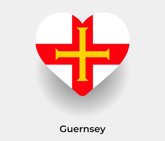 Ilustración de vector de icono de forma de corazón de bandera de guernsey