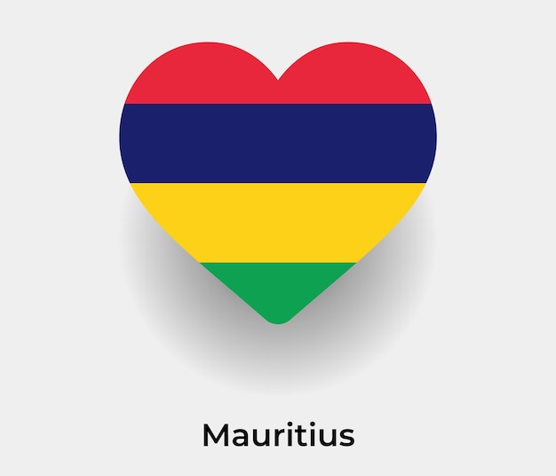 Ilustración de vector de icono de forma de corazón de bandera de Mauricio