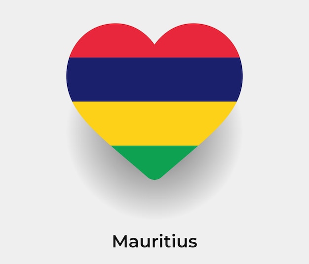 Ilustración de vector de icono de forma de corazón de bandera de mauricio