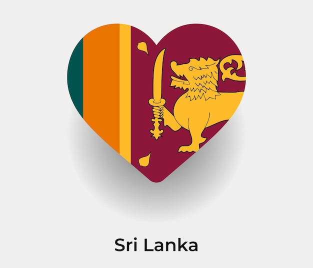 Ilustración de vector de icono de forma de corazón de bandera de Sri Lanka