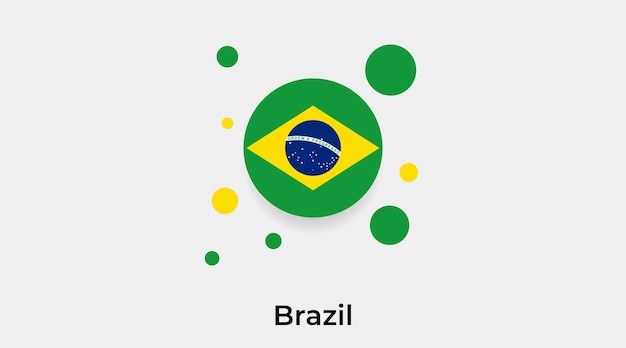 Ilustración de vector de icono de forma redonda de círculo de burbuja de bandera de brasil