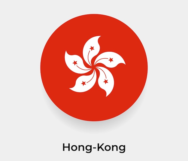 Ilustración de vector de icono de forma redonda de círculo de burbuja de bandera de hong kong