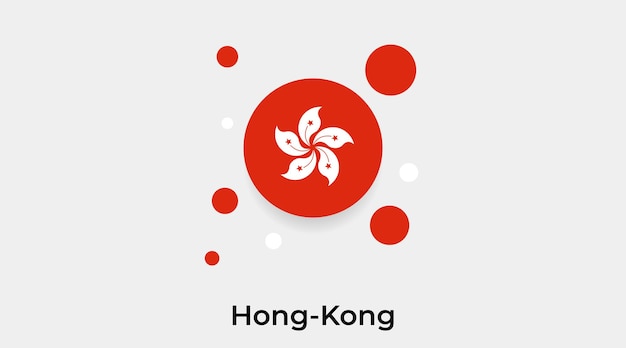 Ilustración de vector de icono de forma redonda de círculo de burbuja de bandera de Hong Kong