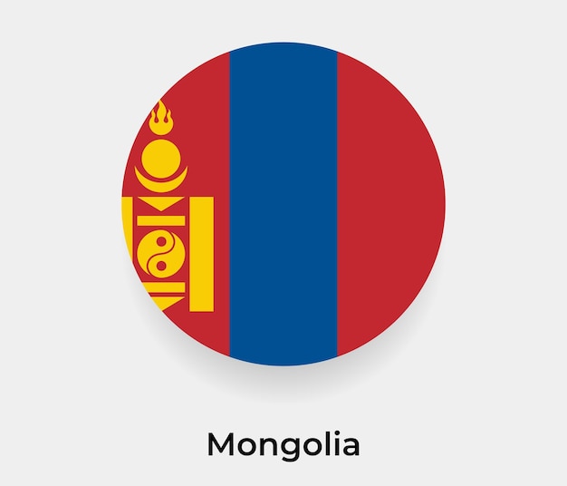 Ilustración de vector de icono de forma redonda de círculo de burbuja de bandera de Mongolia