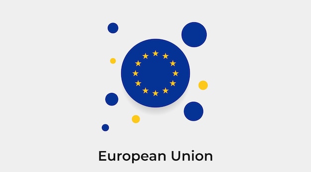 Ilustración de vector de icono de forma redonda de círculo de burbuja de bandera de la Unión Europea