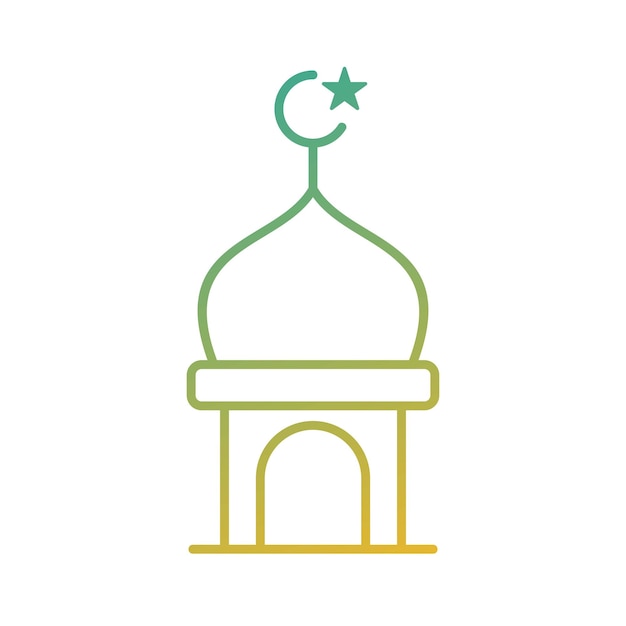 Ilustración de vector de icono de gradiente islámico de torre de mezquita pequeña