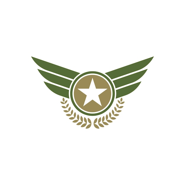 Ilustración de vector de icono de insignia de ala de halcón del ejército