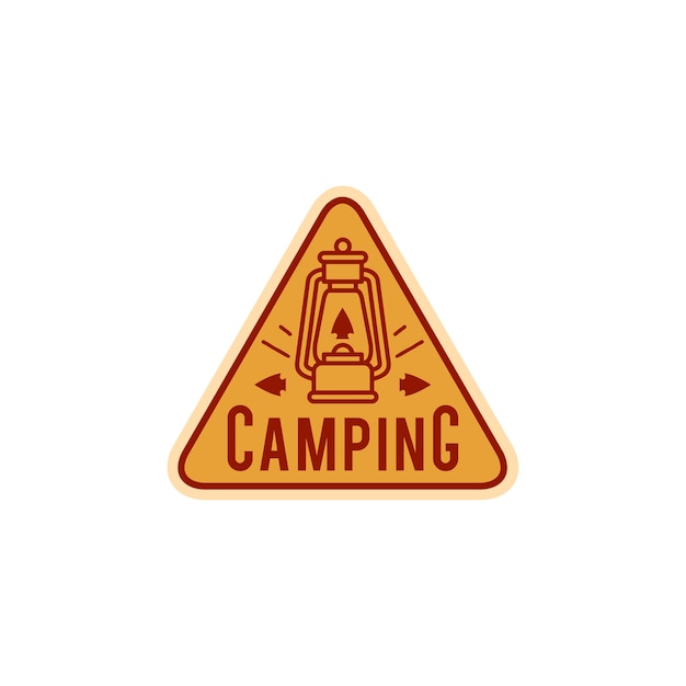 Ilustración de vector de icono de insignia de linterna de camping