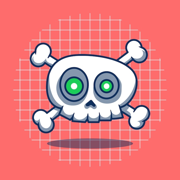 Ilustración de vector de icono de juego de calavera en estilo de dibujos animados plana