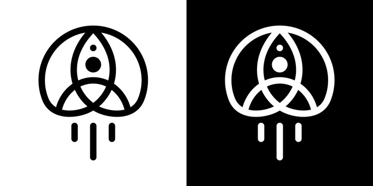 Vector ilustración de vector de icono de lanzamiento de diseño de logotipo de cohete
