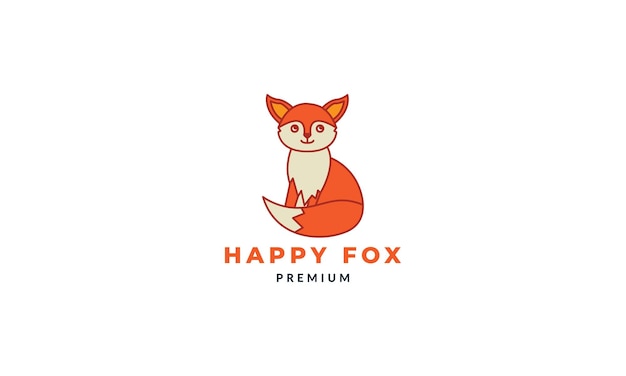 Ilustración de vector de icono de logotipo abstracto de dibujos animados lindo lado Fox