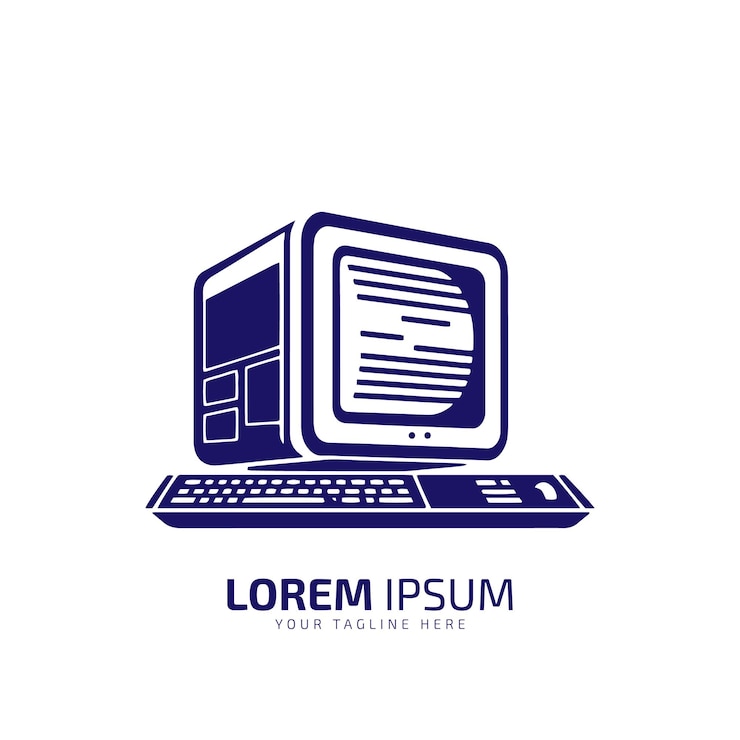 Vector ilustración del vector del icono del logotipo de la pc de escritorio aislado en el diseño estándar frontal