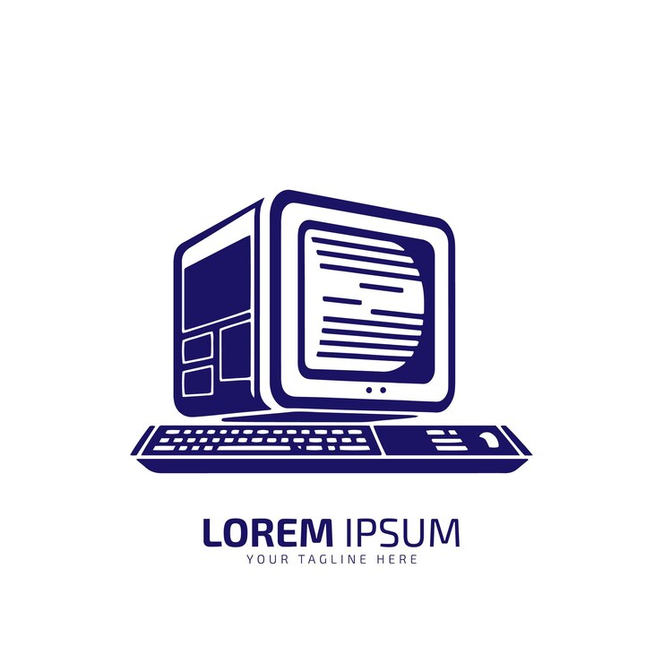 Vector ilustración del vector del icono del logotipo de la pc de escritorio aislado en el diseño estándar frontal