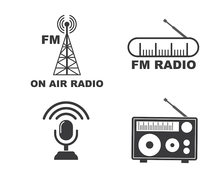 Vector en la ilustración de vector de icono de logotipo de transmisión de radio al aire