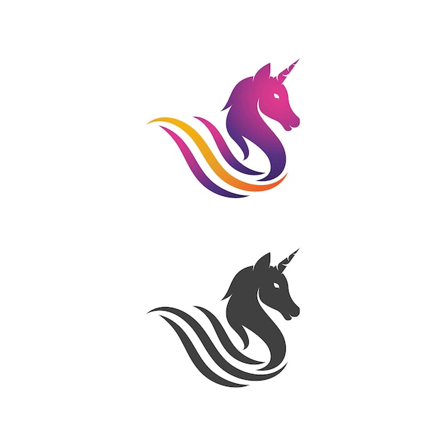 Ilustración de vector de icono de logotipo de unicornio