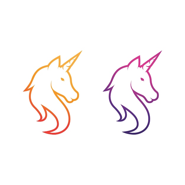 Ilustración de vector de icono de logotipo de unicornio