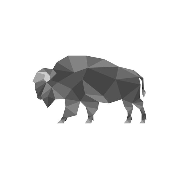 Ilustración de vector de icono de logotipo de vaca toro bisonte poligonal