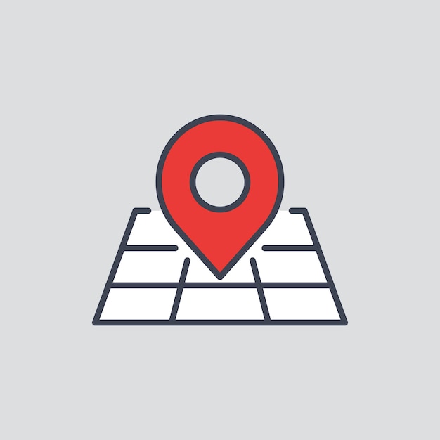 Ilustración de vector de icono de mapa Puntero de pin sobre fondo aislado Concepto de signo de posición