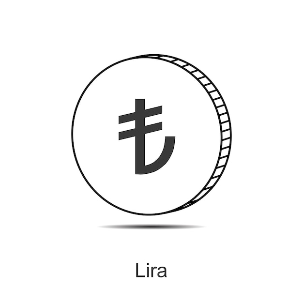 Ilustración de vector de icono de moneda de pavo lira eps