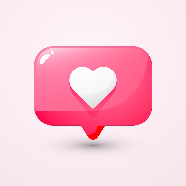 Ilustración de vector de icono de notificación de redes sociales de corazón