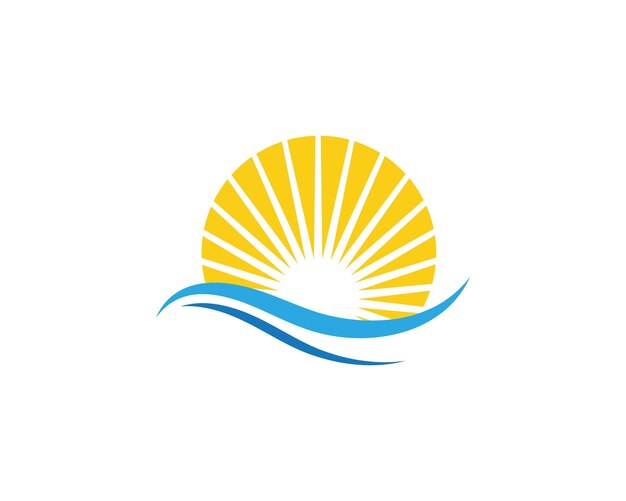 Ilustración de vector de icono de onda de agua de sol