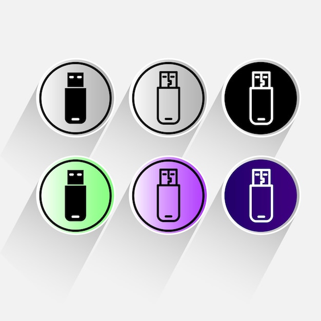 Ilustración de vector de icono de pendrive estilo de diseño plano línea con trazo editable