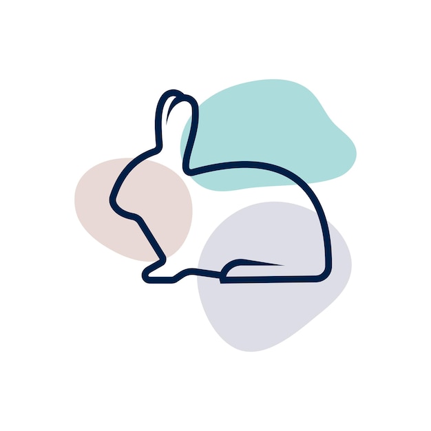 Ilustración de vector de icono de plantilla de diseño de línea de conejo