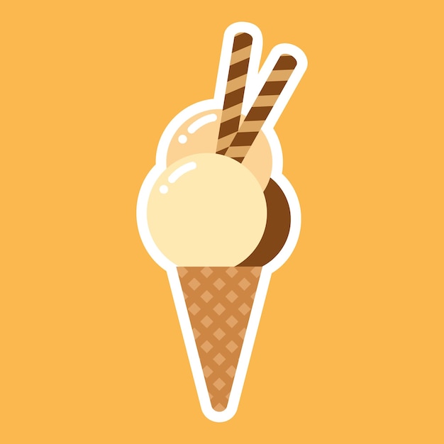 Ilustración de vector de icono de postre de helado de estilo de dibujos animados gratis para uso de diseño