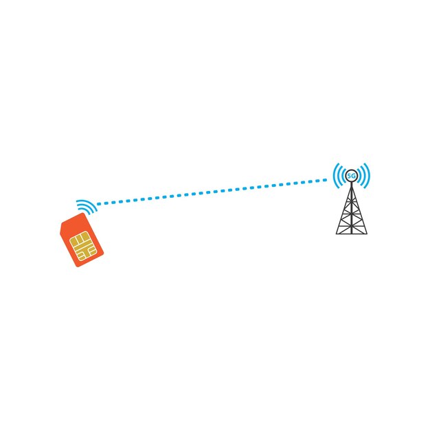 Ilustración de vector de icono de señal de torre Simcard