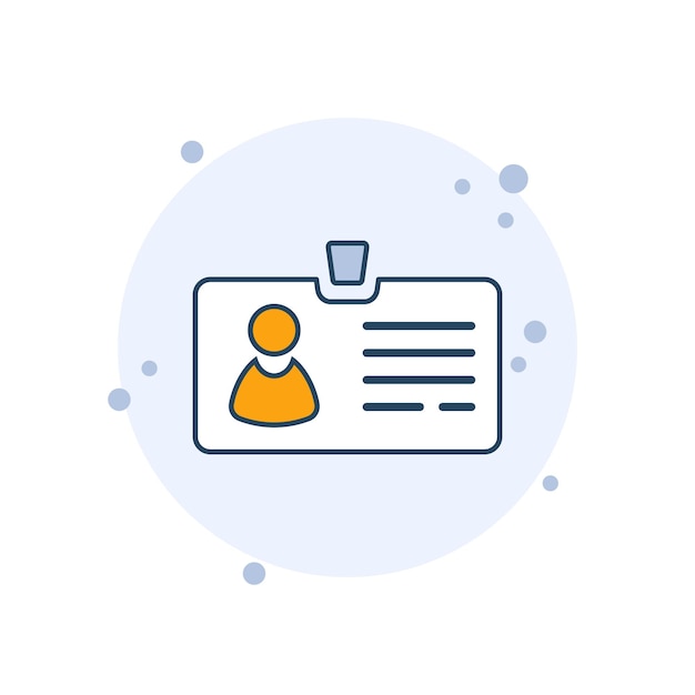 Ilustración de vector de icono de tarjeta de identificación de dibujos animados Tarjeta de plástico sobre fondo de burbujas Concepto de signo de identidad