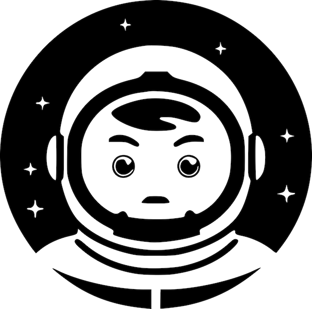 Vector ilustración del vector de íconos aislados en blanco y negro del astronauta