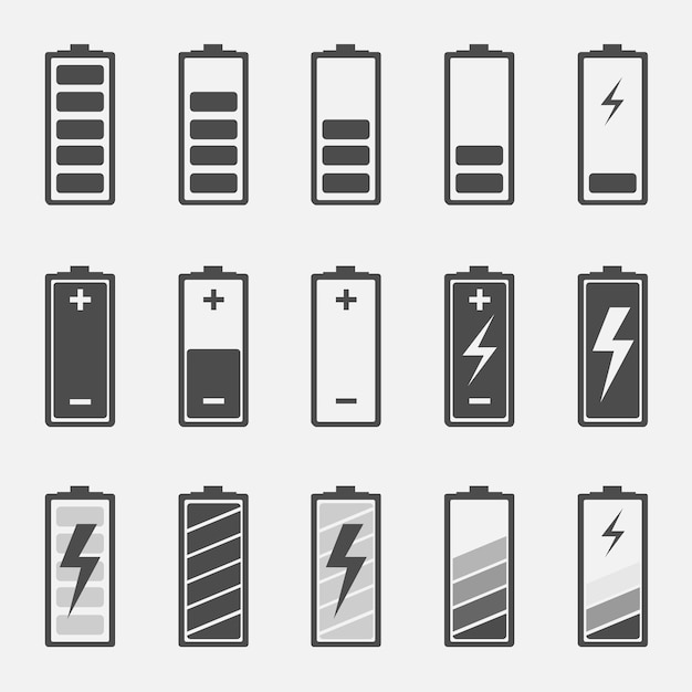 Ilustración de vector de iconos de carga de batería
