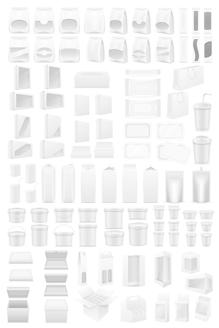 Vector ilustración de vector de iconos de conjunto grande de embalaje blanco
