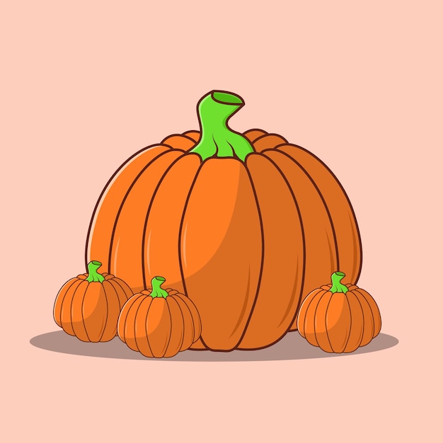 Ilustración de vector de iconos planos de calabaza