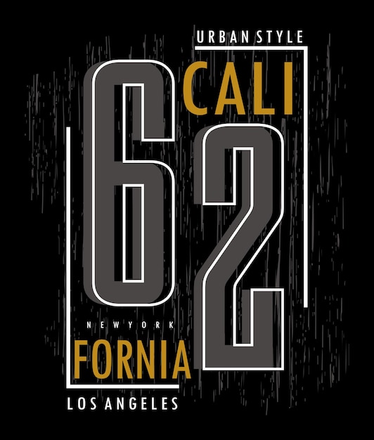 Ilustración de vector de impresión de camiseta de diseño de tipografía de California