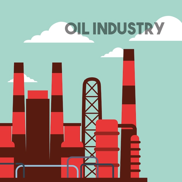 Ilustración de vector de industria de aceite de edificios de planta de fábrica