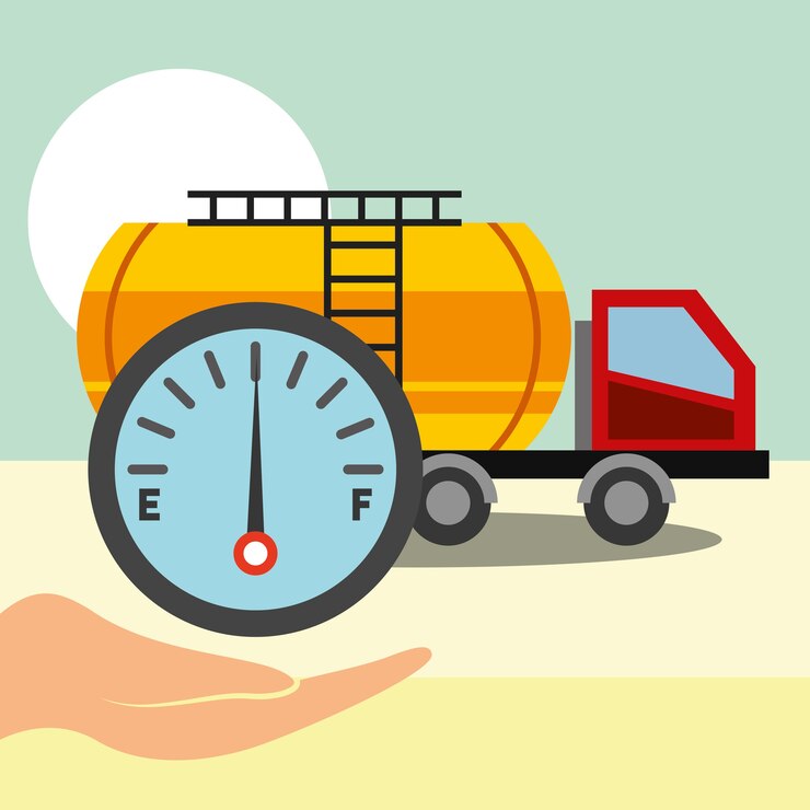Vector ilustración de vector de industria de aceite de gas de camión de transporte de transporte