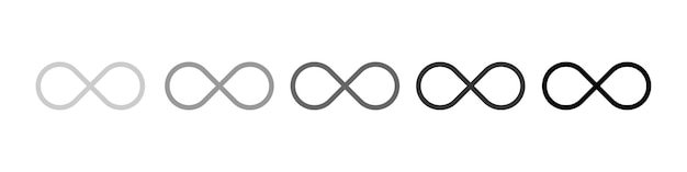 Ilustración de vector de infinito. Aislar el símbolo de ilimitado. Conjunto de iconos de la eternidad.