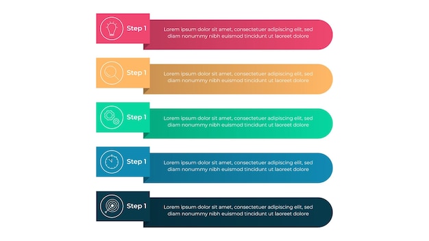 Ilustración de vector de infografía de paso simple sobre fondo blanco conjunto de infografías de opción plana