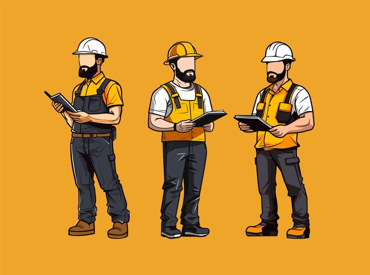 Ilustración de vector de ingeniero de trabajador de construcción