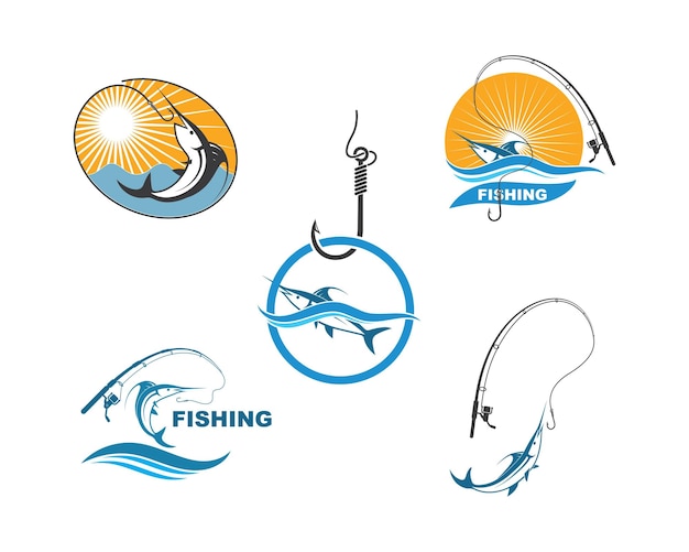 Vector ilustración de vector de insignia de icono de logotipo de pesca