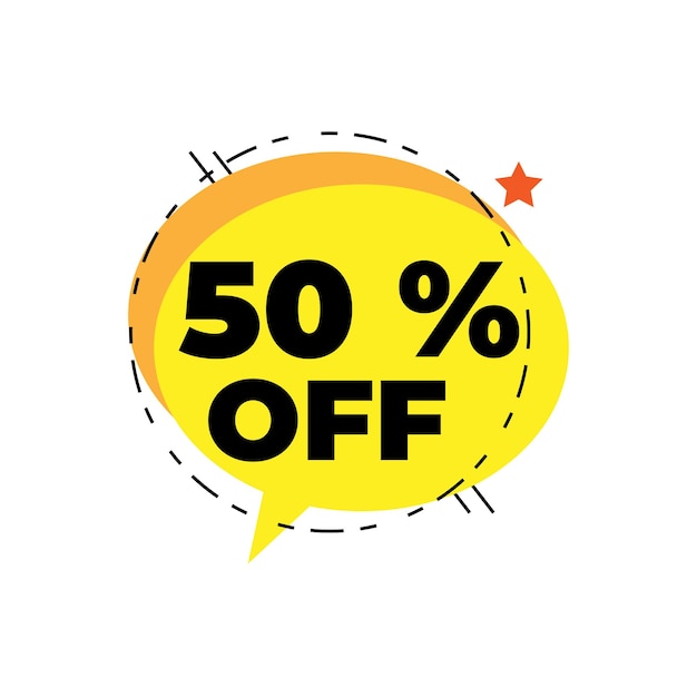Ilustración de vector de insignia de oferta de cupón de descuento de etiqueta de venta plana