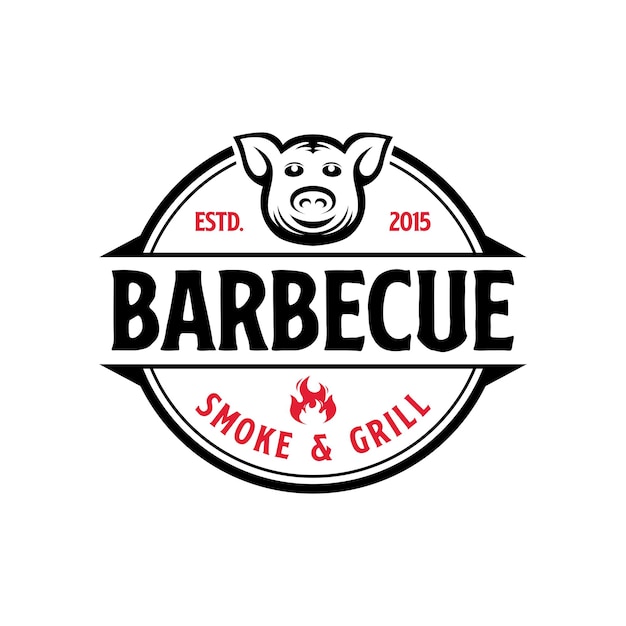 Ilustración de vector de inspiración de plantilla de diseño de logotipo de barbacoa