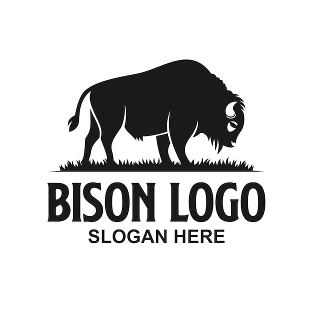 Ilustración de vector de inspiración de plantilla de diseño de logotipo de bisonte