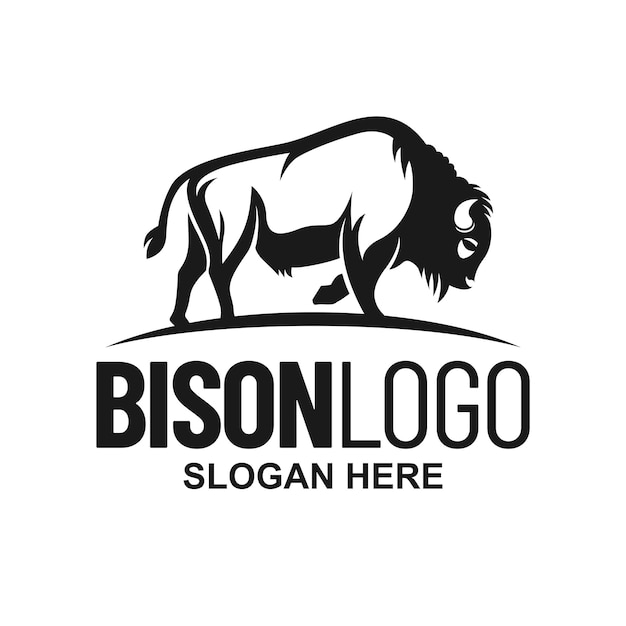 Ilustración de Vector de inspiración de plantilla de diseño de logotipo de bisonte