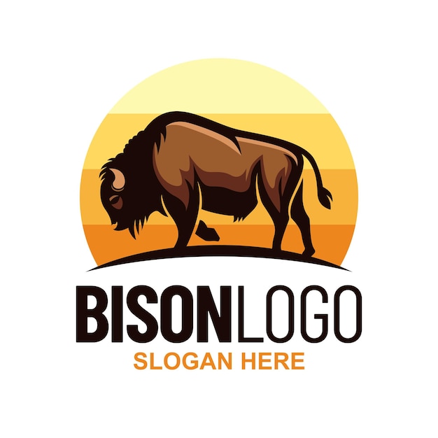 Ilustración de vector de inspiración de plantilla de diseño de logotipo de bisonte