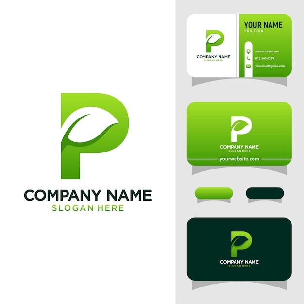 Ilustración de Vector de inspiración de plantilla de diseño de logotipo de hoja de letra P