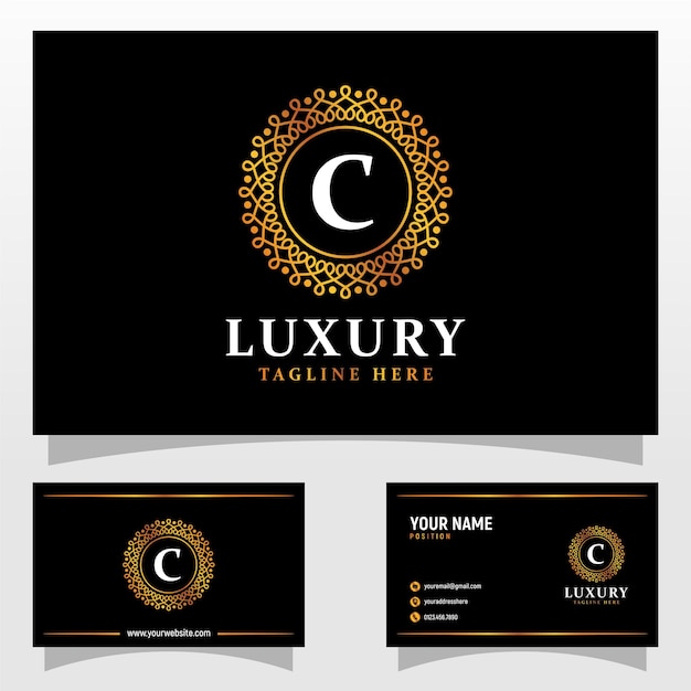 Ilustración de Vector de inspiración de plantilla de diseño de logotipo de lujo de ornamento de letra C